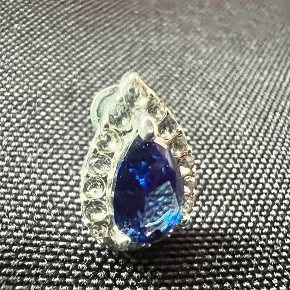 Danecraft Fine Silver Plate Sapphire Blue CZ Teardrop Earrings w/Box Vintage - Picture 5 of 14